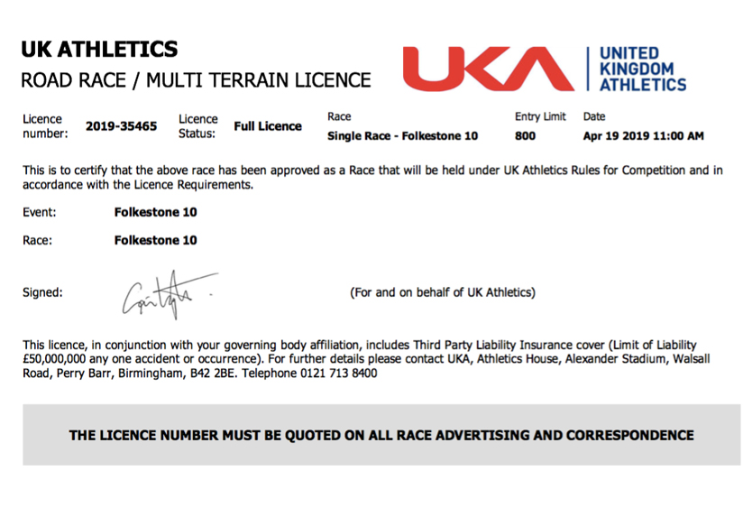 to the 37th Folkestone 10 Mile race, Good Friday 2nd April 2021